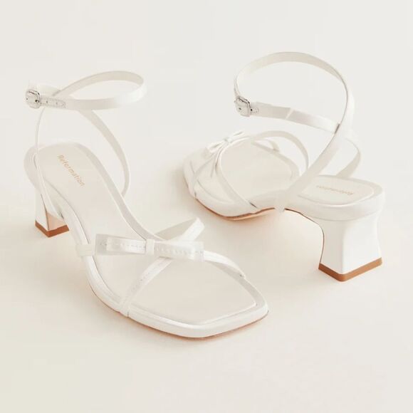 Reformation Shoes - Used Reformation Esther Block Heeled Sandal, Ivory Satin, US women’s size: 8.5